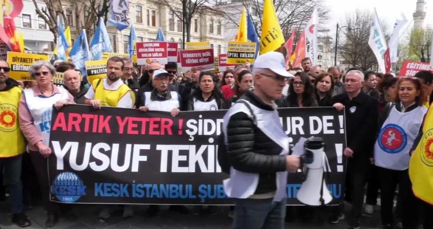 Kamu Emekçileri Sendikaları Konfederasyonu (KESK) İstanbul Şubeler Platformu’nun çağrısıyla çok