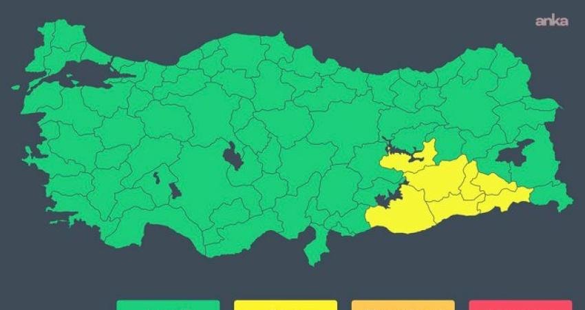 İçişleri Bakanlığı'ndan yapılan uyarıda, Şanlıurfa, Elazığ'ın doğusu, Diyarbakır, Batman, Siirt,