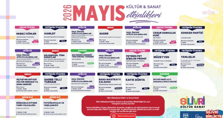 Silivri Belediyesi, mayıs ayında da ilçe sakinlerini kültür ve sanat