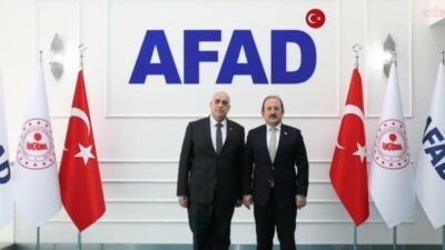AFAD Başkanı Ali Hamza Pehlivan ile Filistin Devleti’nin Ankara Büyükelçisi Nasri