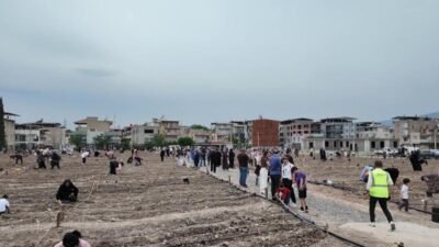Bornova Belediyesi’nin Doğanlar ve Evka-4 kent bostanlarında kadın üreticiler yazlık