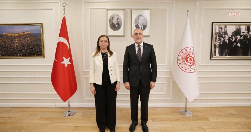 Çalışma ve Sosyal Güvenlik Bakanı Vedat Işıkhan, DİSK Genel Başkanı Arzu