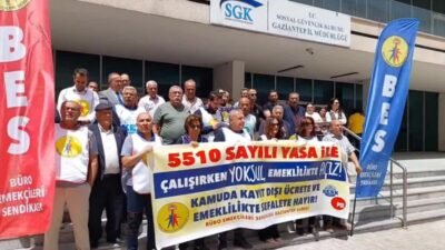 BES Gaziantep Şubesi üyeleri, SGK İl Müdürlüğü önünde yaptıkları basın