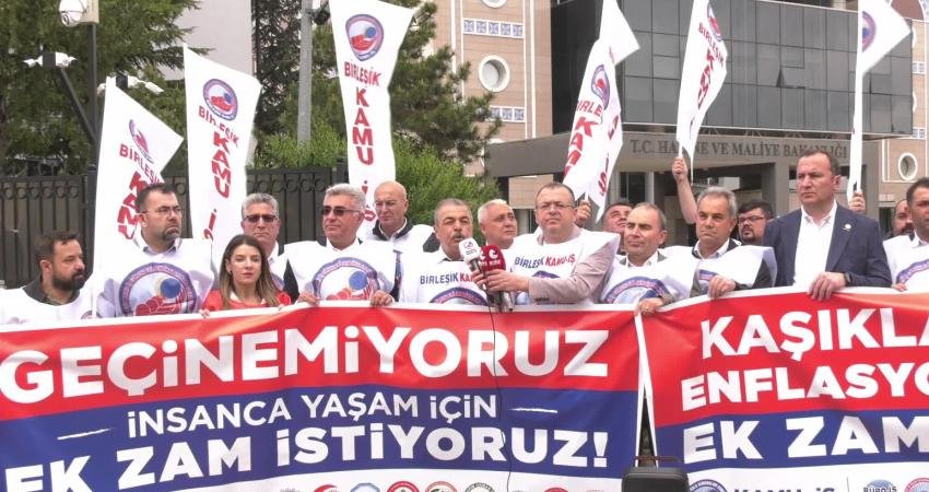 Birleşik Kamu İş Konfederasyonu Hazine ve Maliye Bakanlığı önünde eylem