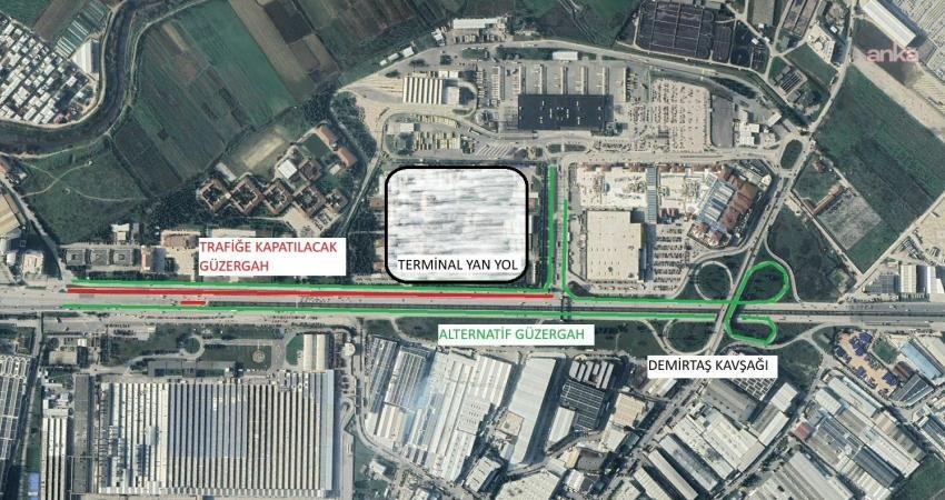 Bursa Büyükşehir Belediyesi, Bursa Şehirlerarası Otobüs Terminali’ne giden yan yolda
