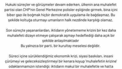 ODTÜ Mezunları Derneği'nden, CHP Genel Merkezi’nin polis müdahalesiyle tahliye edilmesine