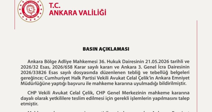 CHP Kurultayı’nın iptali… Ankara Valiliği: “Mahkeme kararının yerine getirilmesi konusunda Ankara Emniyet Müdürlüğü’ne talimat verilmiştir” Kemal Kılıçdaroğlu’nun avukatlarının CHP Genel Merkezi’nin boşaltılması talebiyle Ankara Emnilet