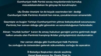 CHP’li il belediye başkanları tarafından yapılan ortak açıklamada, "İl Belediye