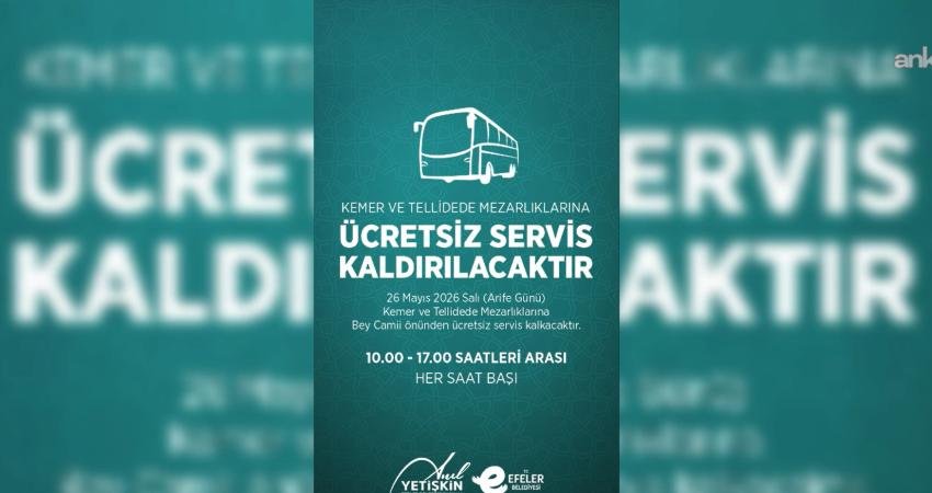 Efeler Belediyesi’nden arife günü mezarlıklara ücretsiz ulaşım desteği Efeler Belediyesi, yaklaşan Kurban Bayramı öncesinde vatandaşların mezarlık ziyaretlerini daha