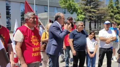 EMEP İstanbul Milletvekili İskender Bayhan, grevlerinin 19’uncu gününde olan DİSK