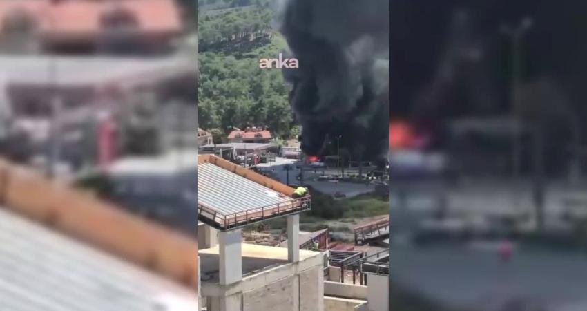 Muğla’nın Fethiye ilçesine bağlı Göcek Mahallesi’nde bir akaryakıt istasyonunda, tankerin