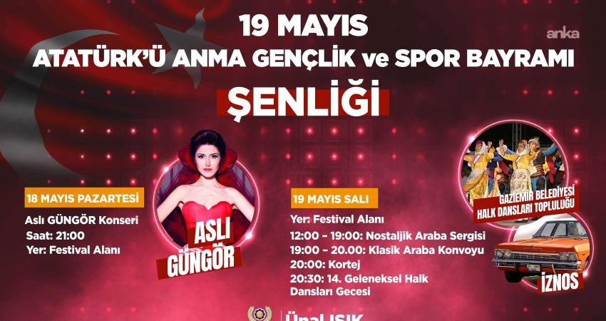 Gaziemir’de Aslı Güngör konseriyle başlayacak 19 Mayıs Atatürk’ü Anma, Gençlik