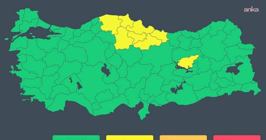 İçişleri Bakanlığı, bugün Orta Karadeniz ile Tunceli'de yerel, kuvvetli sağanak