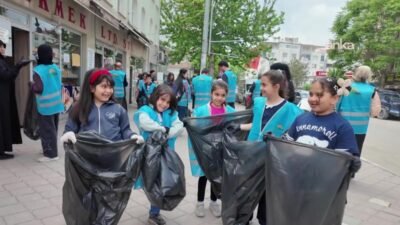 Iğdır'da, Temiz Doğa Platformu üyeleri kentte çevre temizliği çalışması yaptı.