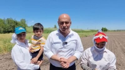 İYİ Parti Grup Başkanvekili Turhan Çömez, Bursa'nın Kemalpaşa ilçesinde domates