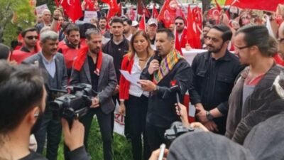 Kızılcagün Platformu’nun çağrısıyla ABD'nin Ankara Büyükelçiliği önünde bir araya gelen