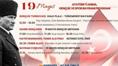 Marmaris’te 19 Mayıs coşkusu gün boyu sürecek etkinliklerle yaşanacak; spor
