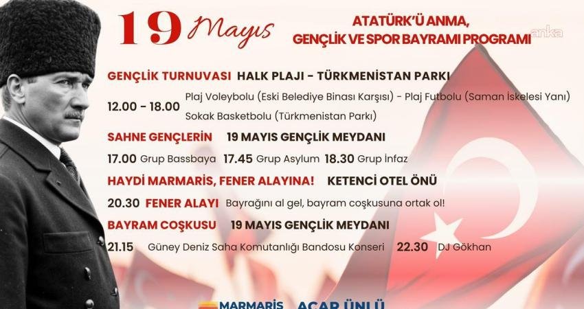 Marmaris’te 19 Mayıs coşkusu gün boyu sürecek etkinliklerle yaşanacak; spor