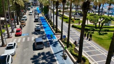 Marmaris Belediyesi, yaz sezonu öncesi şehir içi bisiklet yollarında bakım