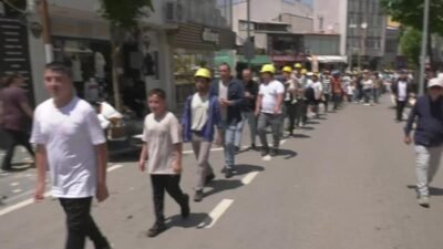 Kiremitçiler Grup bünyesindeki Özşen Madencilik’te çalışan işçiler, hakları için Keşan’a