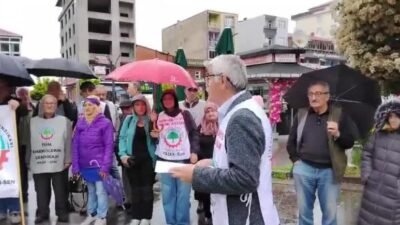 Tüm Emekliler Sendikası Pazar Şubesi'nin çağrısıyla bir araya gelen emekliler,