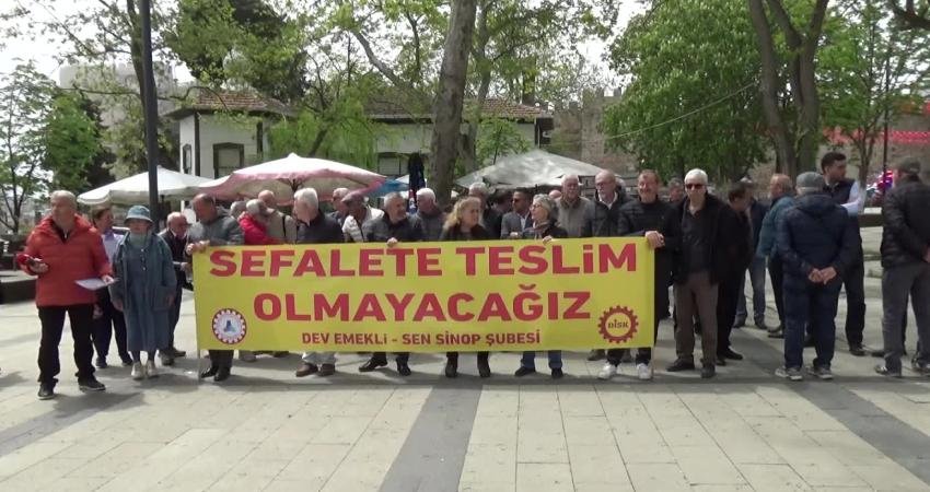 DİSK'e bağlı Devrimci Emekliler Sendikası Sinop Şubesi üyeleri emekli aylıklarının