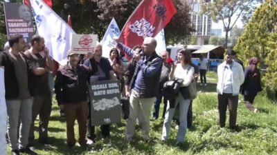 SOL Parti Sözcüsü İsmail Hakkı Tombul, ABD'nin Ankara Büyükelçiliği önünde