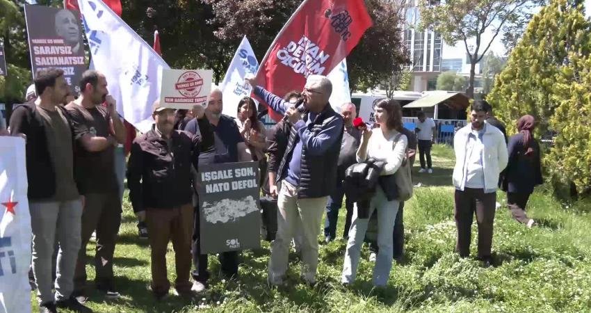 SOL Parti Sözcüsü İsmail Hakkı Tombul, ABD'nin Ankara Büyükelçiliği önünde