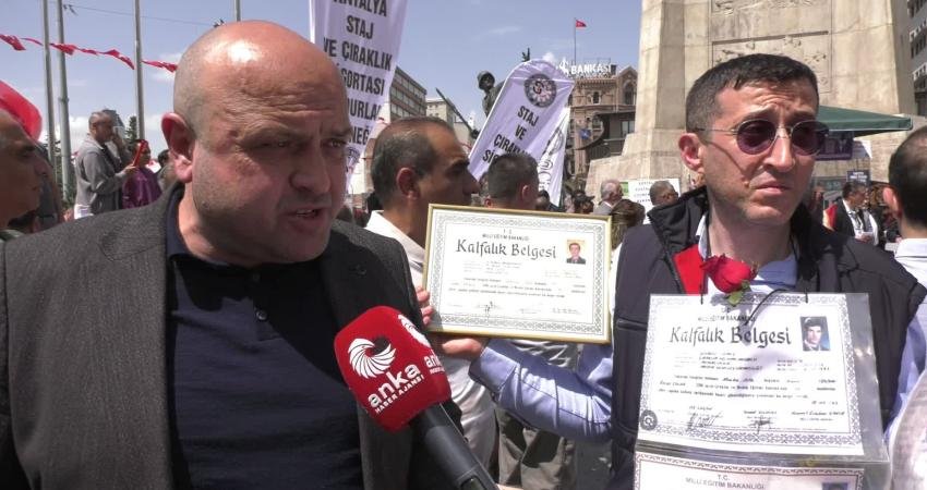 Staj ve çıraklık sigortası mağdurları, "Anneler Günü'nde annemizin yanına gidip