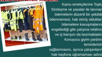 Tarım Orkam-Sen, personele koruyucu giyim yardımı yapılması talebiyle Tarım ve