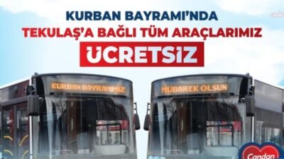 Tekirdağ Büyükşehir Belediyesi bünyesindeki TEKULAŞ’a bağlı tüm otobüsler, Kurban Bayramı