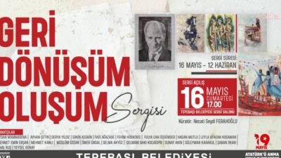 Tepebaşı Belediyesi Geri Dönüşüm Atölyesi’nde dönüştürülen kağıtlara yapılan resimlerin yer