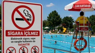 Almanya'nın Baden-Württemberg eyaletinde açık havuzda sigara yasağına uymayan bir kişinin