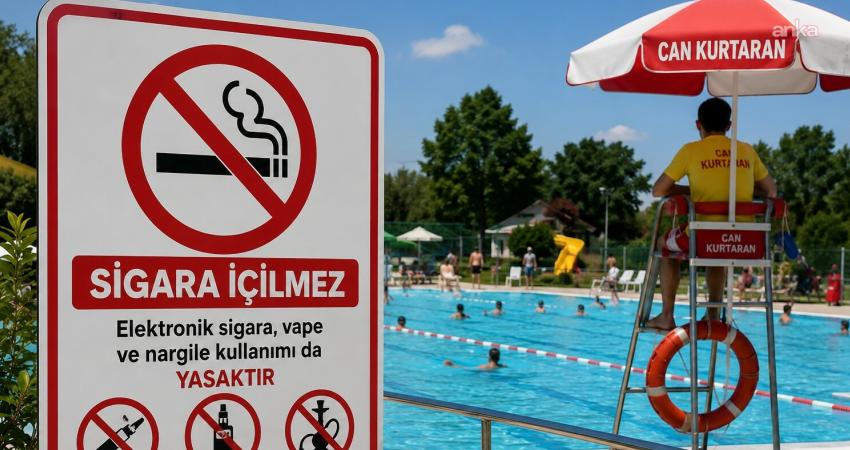 Almanya'nın Baden-Württemberg eyaletinde açık havuzda sigara yasağına uymayan bir kişinin