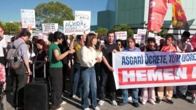 Asgari Ücret İnisiyatifi Şişli'de gerçekleştirdiği eylemde asgari ücrete, emekli aylıklarına