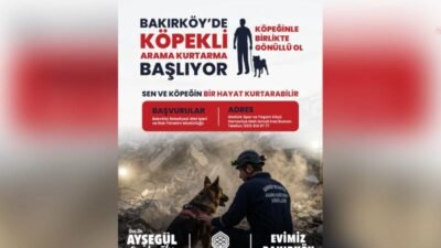 Bakırköy Belediyesi, afetlere hazırlık çalışmalarını güçlendirmek amacıyla köpeğiyle birlikte arama