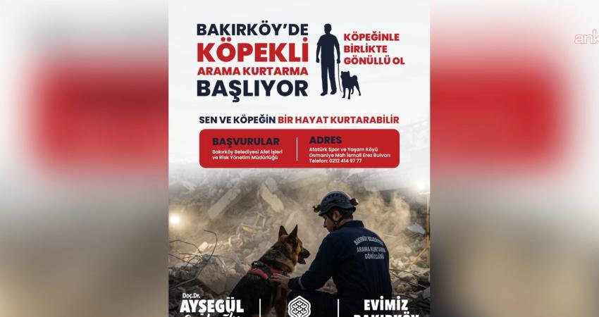 Bakırköy Belediyesi, afetlere hazırlık çalışmalarını güçlendirmek amacıyla köpeğiyle birlikte arama