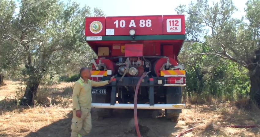 Balıkesir’in Burhaniye ilçesinde bir otomobilden çıkıp araziye sıçrayan yangında çok