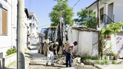 Burhaniye Belediyesi Fen İşleri Müdürlüğü ekipleri, ilçe genelinde yol yapım