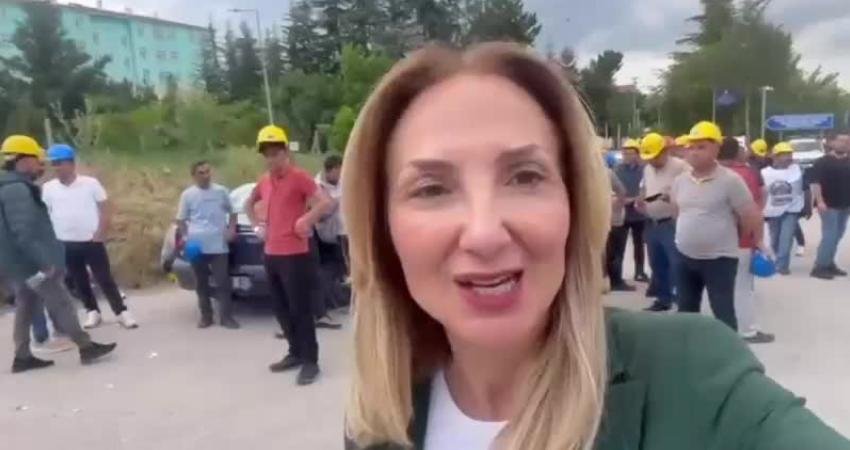 CHP'li Aylin Nazlıaka, haklarını alamadıkları gerekçesiyle eylem yapan Doruk Madencilik