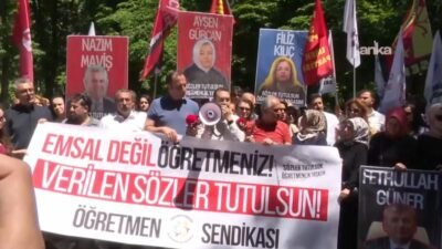 DEM Parti, Ankara’da öğretmenlerin gerçekleştirdiği eylem sırasında sendika başkanlarının ve
