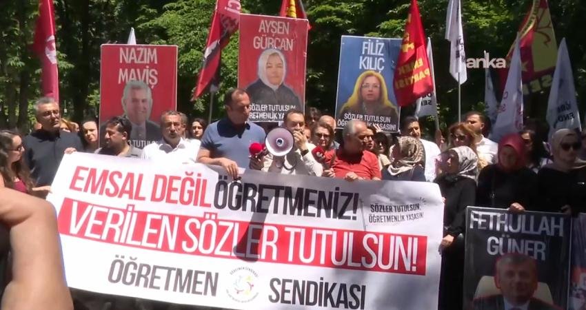 DEM Parti, Ankara’da öğretmenlerin gerçekleştirdiği eylem sırasında sendika başkanlarının ve