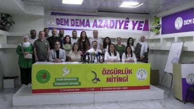 DEM Parti öncülüğünde, terör örgütü PKK lideri Abdullah Öcalan’ın özgürlüğünü