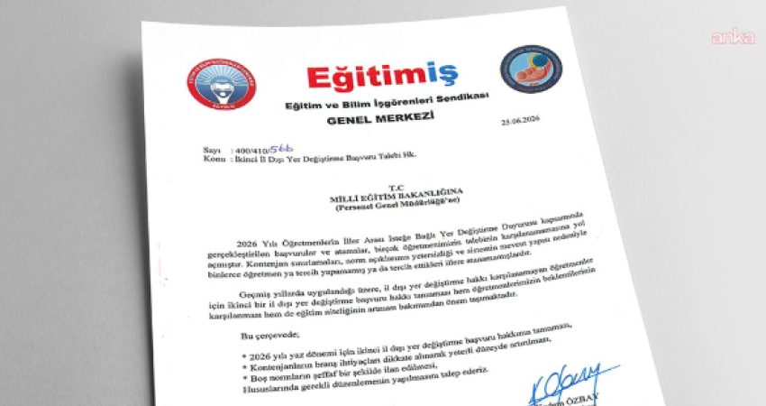 Eğitim-İş Genel Merkezi, 2026 yılı öğretmenlerin iller arası isteğe bağlı