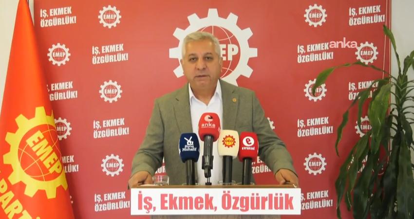 Emek Partisi Genel Başkanı Seyit Aslan, Meclis önünde açıklama yapmak