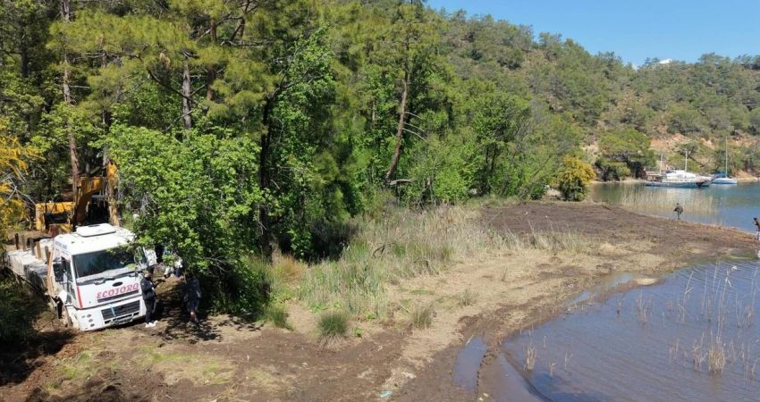 Muğla’nın Fethiye ilçesine bağlı Göcek Mahallesi’ndeki Osmanağa (Günlüklü) Koyu’nda "kıyı