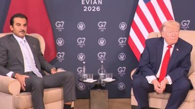 Fransa'da G7 Zirvesi'nde Katar Emiri ile bir araya gelen ABD