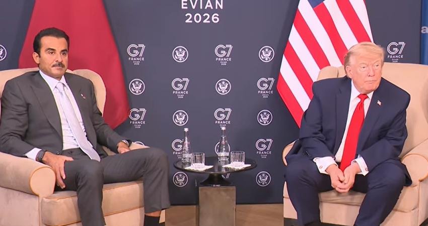 Fransa'da G7 Zirvesi'nde Katar Emiri ile bir araya gelen ABD