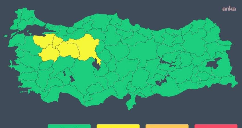 İçişleri Bakanlığı, Meteoroloji Genel Müdürlüğü verilerine dayanarak Bilecik, Bursa, Kütahya,