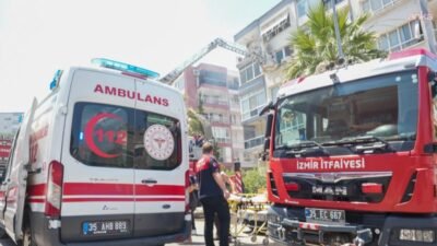 Karabağlar'ın Üçkuyular Mahallesi'nde 7 katlı bir apartmanın 6. katında çıkan